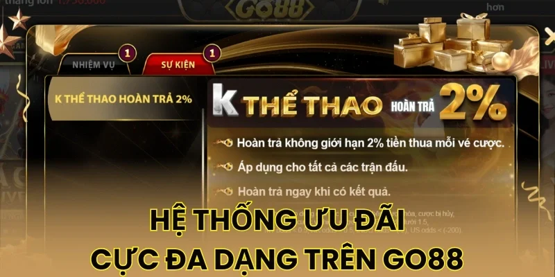 Hệ thống ưu đãi cực đa dạng trên cổng game Go88